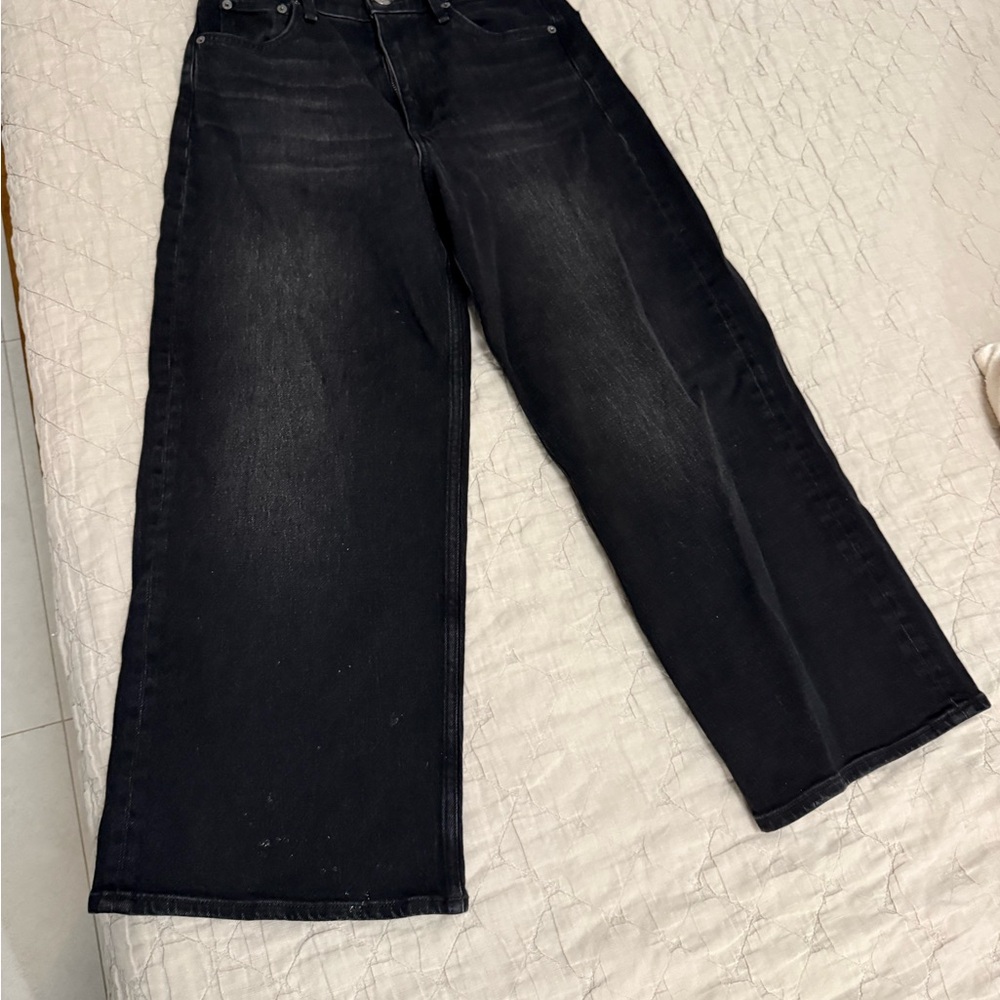 Rag & Bone Black Denim Jeans Andi high-rise ankle wide leg size 28